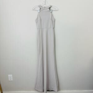 Lulus Gray Halter Neck A Line Formal Dress Women’s Size XS